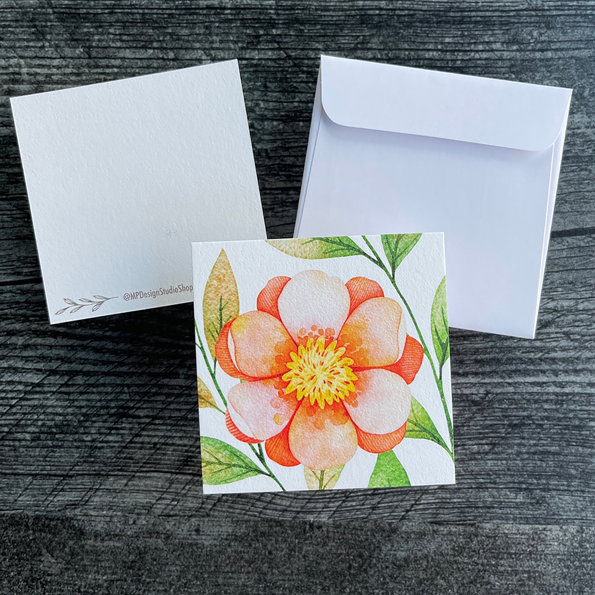 Set of 6 Floral Note Cards | Blank Cards | 100% Cotton | Watercolor ...