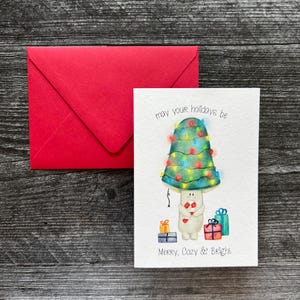 Hongos navideños / Tarjetas de felicitación en blanco / Navidad / Hongos