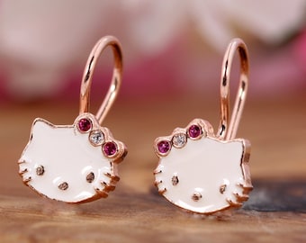 18K Gold Hello Kitty Stud Earrings - Etsy