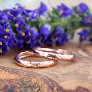 Medium Size Solid Hoop Earrings in Rose Gold, 18K Gold, and Silver