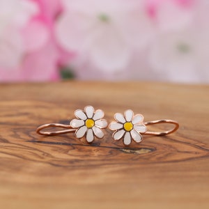 Daisy Dangle Kids Earrings, Rose Gold Toddler Summer Earrings, Sterling Silver Hypoallergenic Girls Earrings