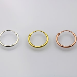 Sterling Silver 14mm Hoops in Silver, Gold, Rose - Shine Your Way with Timeless Beauty