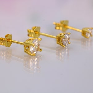 Zircon Stud Earrings Set (Rose/Gold/Silver), Sparkling Zircon Trio