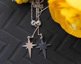 Boucles d'oreilles en argent Dangle & Drop North Star, boucles d'oreilles pendantes cosmiques à charme céleste