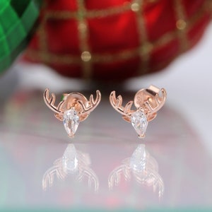 Christmas Magic Reindeer Earring Collection, Holiday Sparkle Reindeer Stud Earrings