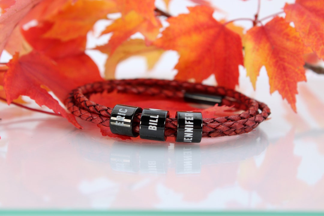 Bold Statement Men's Red Leather Bracelet, Modern Men's Passion