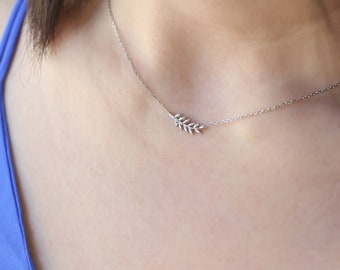 Minimalist Olive Leaf Necklace in Gold and Silver