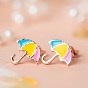 Regenschirm Ohrstecker für Mädchen, Dance in the Rainbows