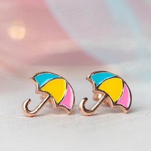 Pendientes de paraguas para niñas, pendientes de rosa alegre
