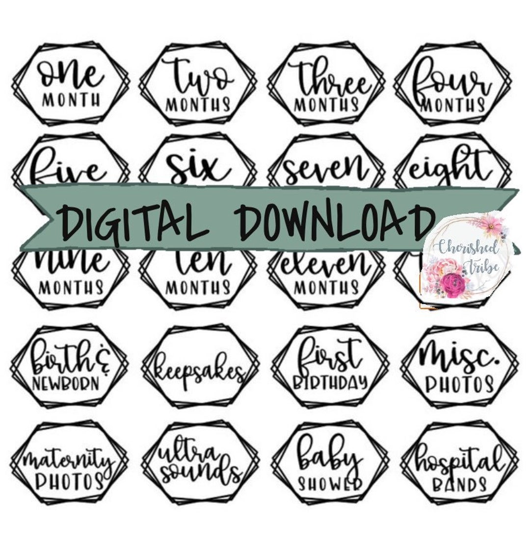 Hexagon - DIGITAL FILES | Photo Box Labels | Memory Box Stickers | SVG ...