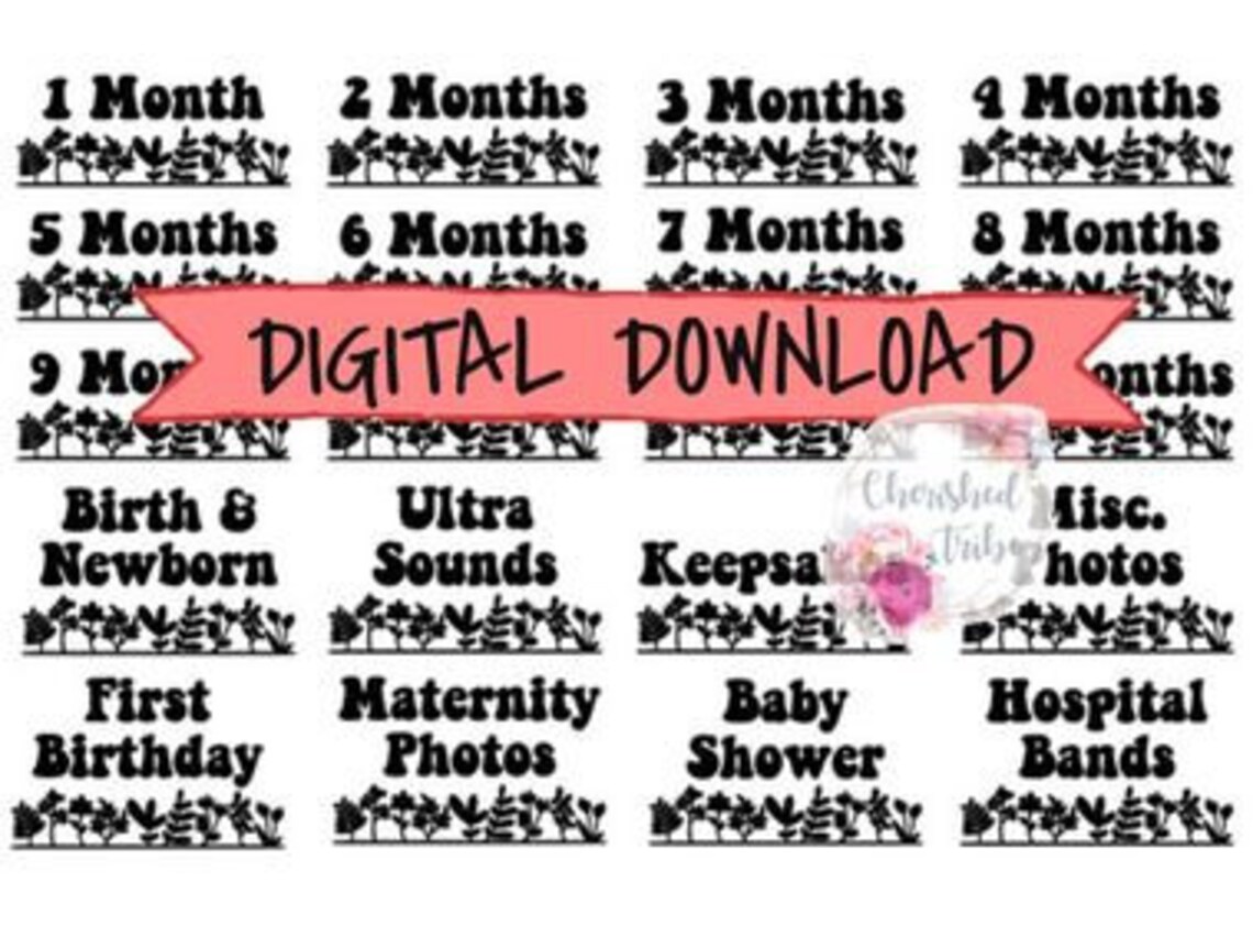 Retro Floral - DIGITAL FILES | Photo Box Labels | Memory Box Stickers ...