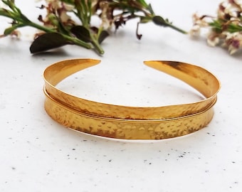 Gold Hammered Bracelet, Statement Cuff, Bangle Cuff Bracelet, Bracelet For Women, Wide Gold Cuff Bracelet, Open Cuff Bracelet,Rustic Jewelry