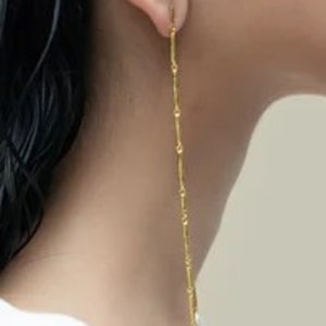 Hammered Baroque Pearl Dangle Earring, minimal wire Earring, Hammered Earring, Texture Earring, Women gift, Wedding white earring, Dainty image 2