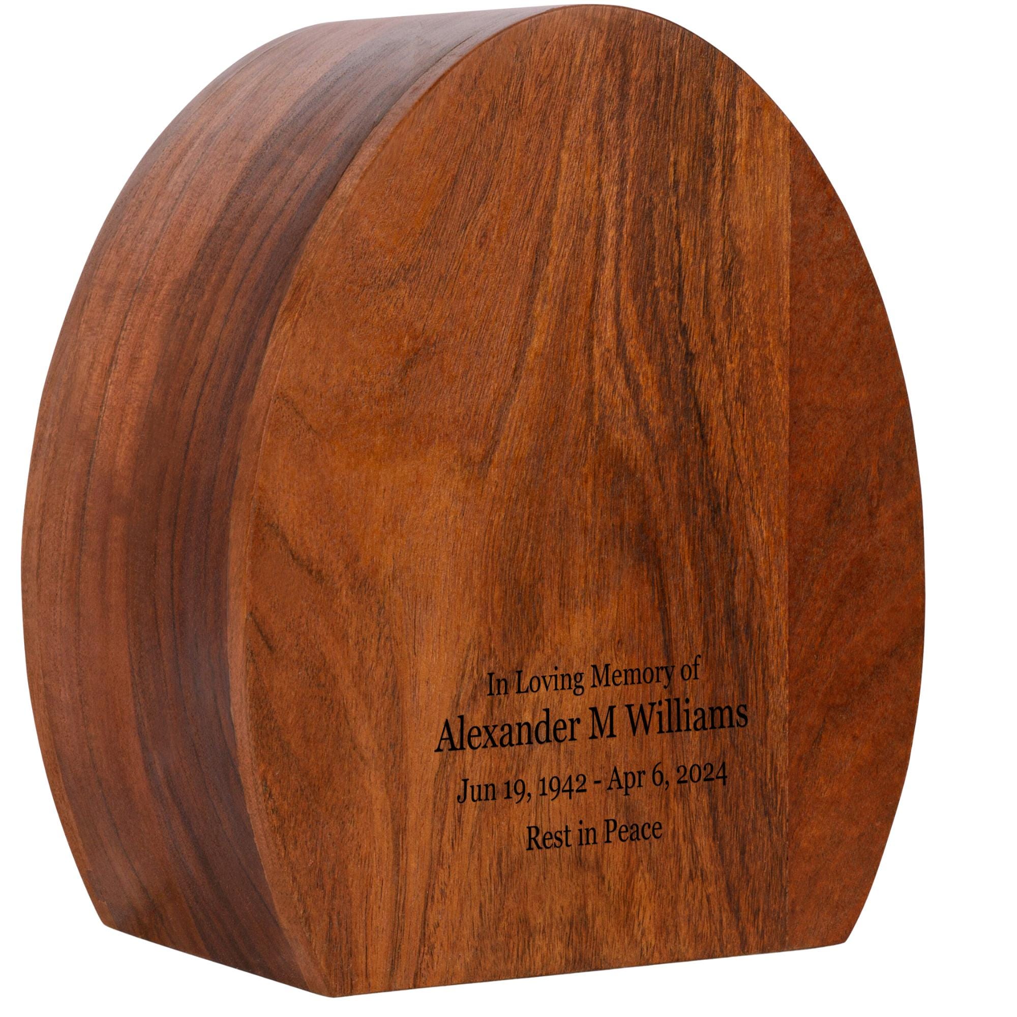 Inscription Only - XL Wooden Urn for Human Ashes - Extra Large 250 lbs - Engraved Personalized Wood Memorial Urn for Male or Female