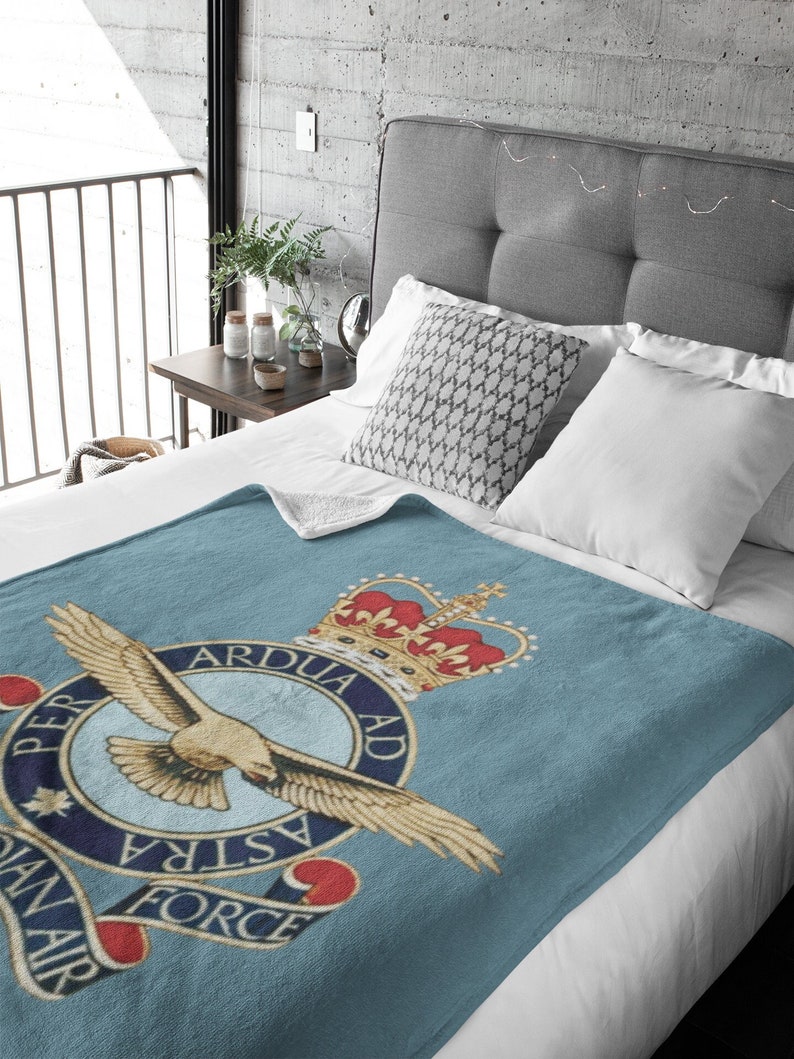 RCAF Air Force Canadian Military Blue Throw Blanket Etsy