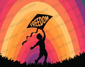 Juneteenth SVG, Freedom Kite Silhouette, African American Male Child, Freedom Kite, 1865, Black History, Sublimation, Digital Download