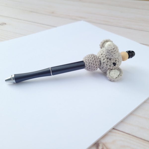 Regal Elephant pen. Funny crochet office supply. Black and gray. Ball point medium lineweight. Zookeeper veterinarian animal lover gift.