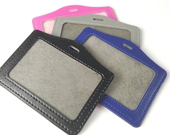 Horizontal ID Card holder. Student, teacher, classroom or office accessory. Black Gray Pink Blue
