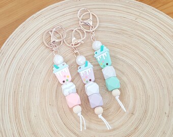 Bubble tea ~ pastel keychain gift, Pink, Purple, or Green flavors