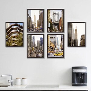 Set of 6 prints, New York poster, Unique wall art decor, Travel poster, Urban picure, Manhattan buildings, High quality jpg files