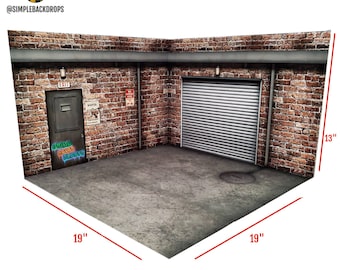 Toy photography Backdrops / foldable Diorama for toy photography collectibles of 1:12 scale Action Figures "Garage Shop"