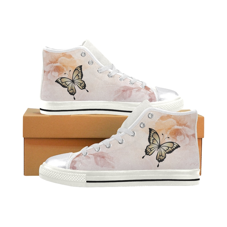 Shoes for Women High Quality Streetwear High Quality Shoes Boho Buterfly Handcrafted Sneakers for Women High Top Women Canvas Shoes