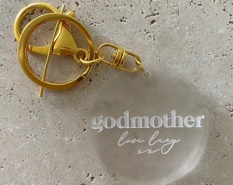 Engraved Acrylic Key Ring | Gift | Keepsake | Present for Godmother | Godfather | Godparent | Key Chain