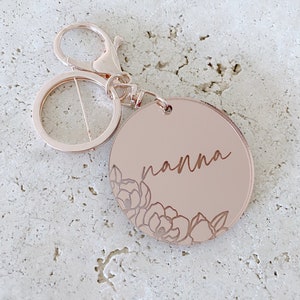 Rose Gold Mother's Day Key Ring - Gift - Keepsake - Present for Nana, Yiayia, Nonna, Nanna, Nan, Nana, Mum, Oma, - Key Chain