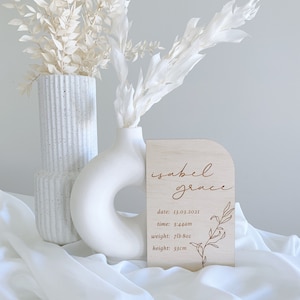 Birth Details Plaque- Announcement Plaque - Timber Baby Announcement Plaque- Engraved Birth Details Plaque