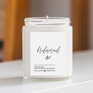 Bridesmaid Candles, Bridesmaid Gift, Bridal Party Gift, Bridesmaid Proposal Candles, Bridal Party Candle gift, Wedding Favors