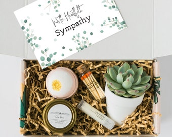 Memorial Gift set - Care Package - Sorry for your Loss - Remembrance Gift - Grief Gift - Heartfelt Condolences - Succulent Gift Box