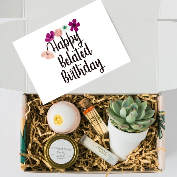 BELATED BIRTHDAY GIFT for her - Late Happy Birthday Gift Box - Happy Birthday Gift - Custom Gift Box - Gift Box - Bday basket
