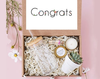 Congratulations Gift Box, New Job Gift, Coworker Gift Box, Job Promotion, Libbey Cup Gift, Best Friend Congrats, New Home, Gift Box