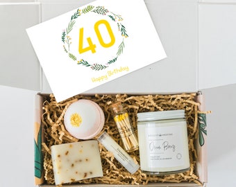 40th Birthday Gift Spa Gift Box - Gift Basket - Gift Box for Women - Birthday Self Care Set - Forty birthday gift ideas - Candle Gift Box -