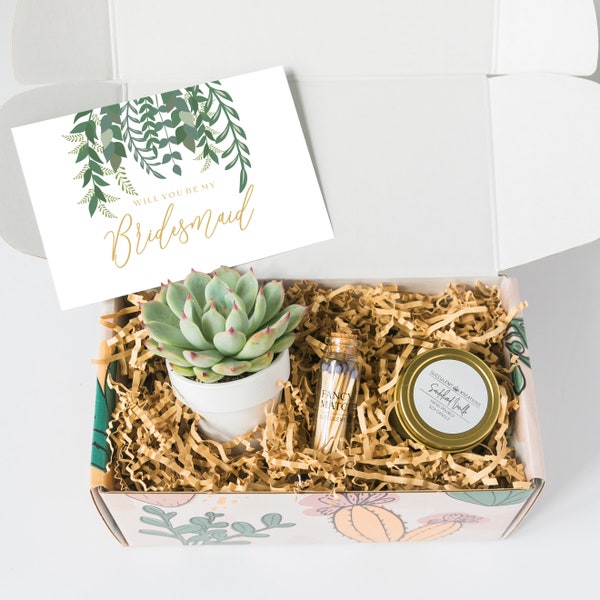 Will You Be My Bridesmaid - Bridesmaid Proposal Box - Bridesmaid Gift - Succulent Gift Box - Bridesmaid Proposal Card  Bridesmaid Gift Ideas