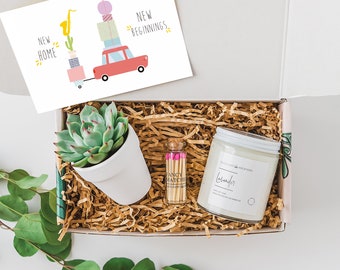 New home gift - gift box, basket -  Housewarming Gift Ideas - New Apartment - New Condo gift - First Home - Live Succulent - send a gift