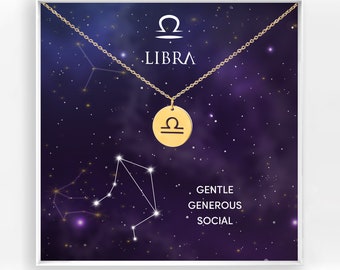 LIBRA NECKLACE - Libra Sign Necklace, Dainty Necklace, zodiac Libra charm, Bridesmaids Gift