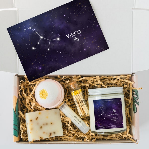 Virgo Star Sign Candle - Virgo Gift Box,  Horoscope Sign Personalized Candles,  Virgo Gifts, Zodiac Gift, Astrology Gift Box