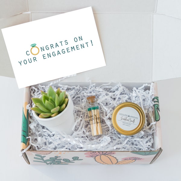 Engagement gift - Live Succulent Gift Box - Engagement gift for couple - Congratulations - Engagement gift box -  Send Engagement gift