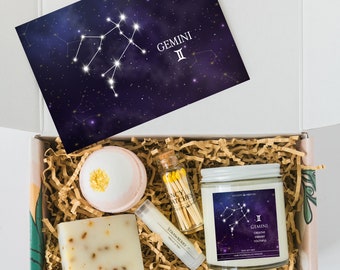 GEMINI Self Care Box - Gemini gift - Zodiac gift - Astrology Gift Box - Gemini Star Sign Candle - gift for women