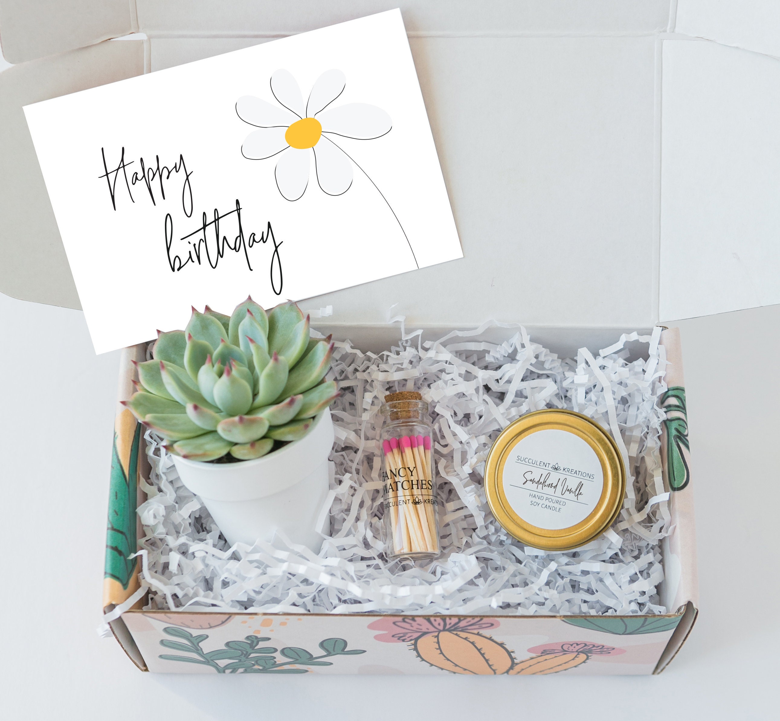 Birthday Gift for Her, Happy Birthday Box, Birthday Gifts, Succulent Gift  Box, Birthday Care Package for Her, Spa Gift, Soy Candle Gift 