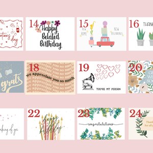 a set of twelve birthday cards with flowers and plants