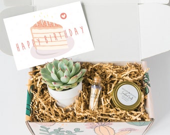 Bday gift - Custom Friendship Gift - Friendship gift - Personalized Gift - Succulent gift - Happy Birthday gift box - candle gift box - gift