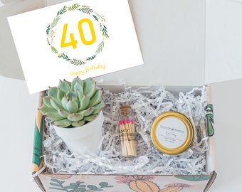 40 birthday for women - 40th birthday - 40th birthday gifts for women - Gift Basket - Succulent gift box - Gift for her