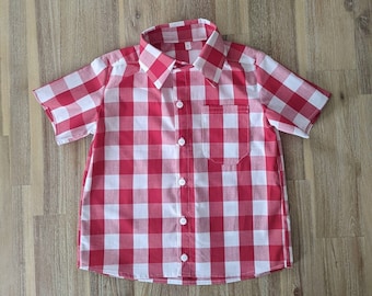 Kids gingham shirt // button up // Christmas // red // white // boys // unisex // Santa photos // sibling set // check // baby // toddler