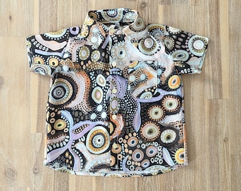 Kids button-up Indigenous shirt // handmade // cotton // NAIDOC // Aboriginal // Holly Sanders //Australian // gift // toddler // baby