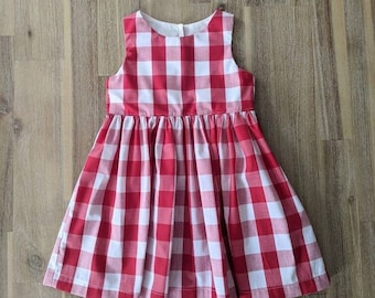 Girls gingham tea party dress // handmade // red // white // sibling set // Christmas // check // cotton // baby // toddler // Santa photos