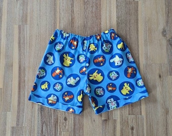 Kids Pokemon shorts // handmade // cotton // Pokeball // Pikachu // gift // toddler // boys // girls // unisex // custom // red // eevee
