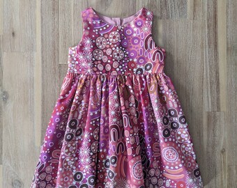 Girls Indigenous tea party dress // Holly Sanders // handmade // NAIDOC // Aboriginal // art // baby // toddler // Aborigine // Australian