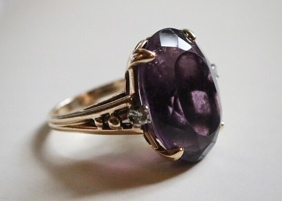 14k Gold and Platinum, FF Felger Amethyst and Dia… - image 2